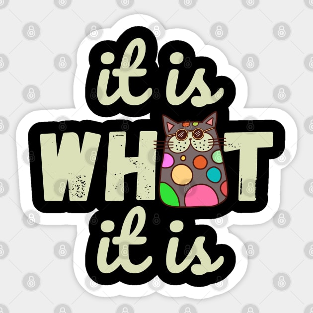 It is What It is Doodle Cat Sticker by The WYLD Tribe